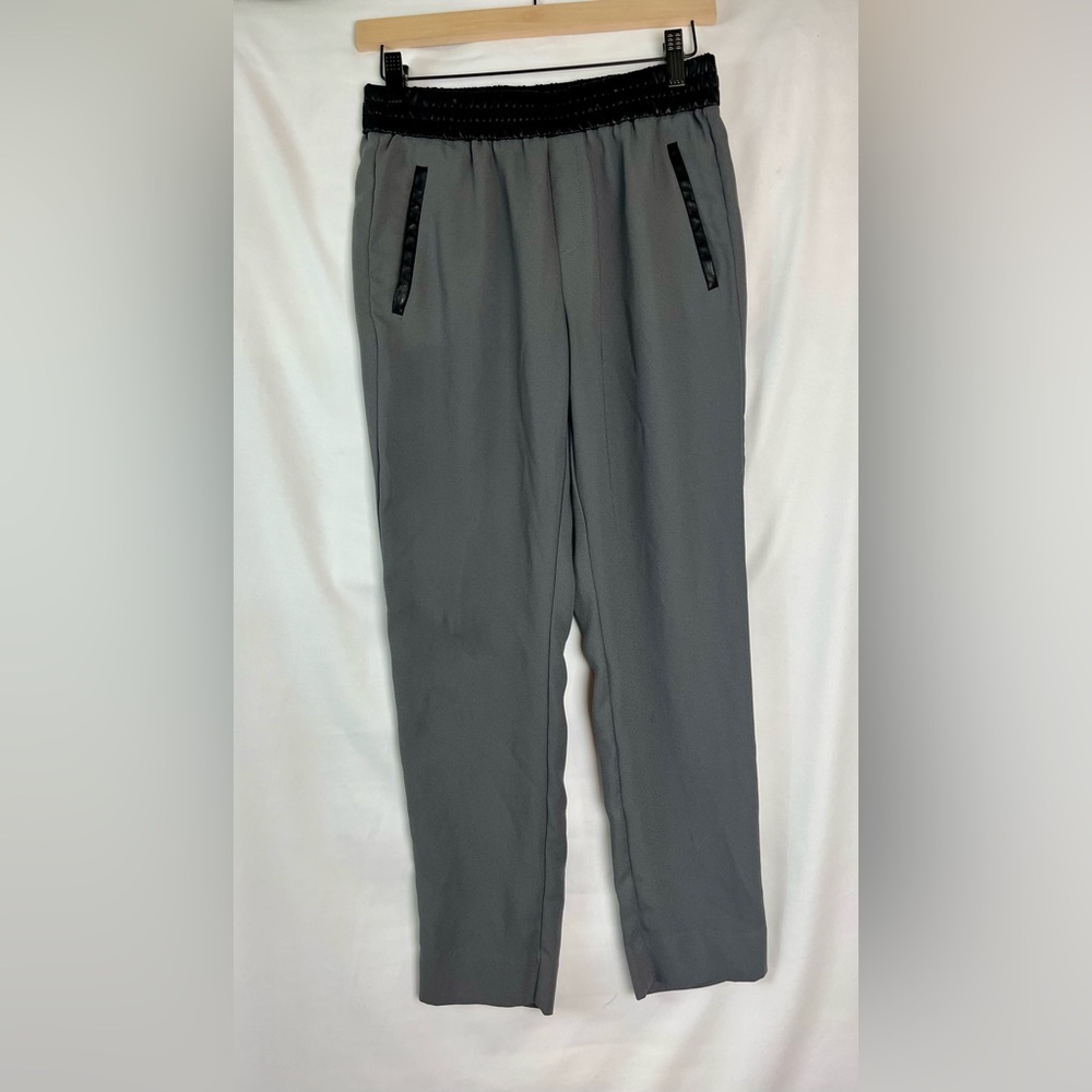 Banana Republic Women’s Charcoal Trousers with faux leather trim